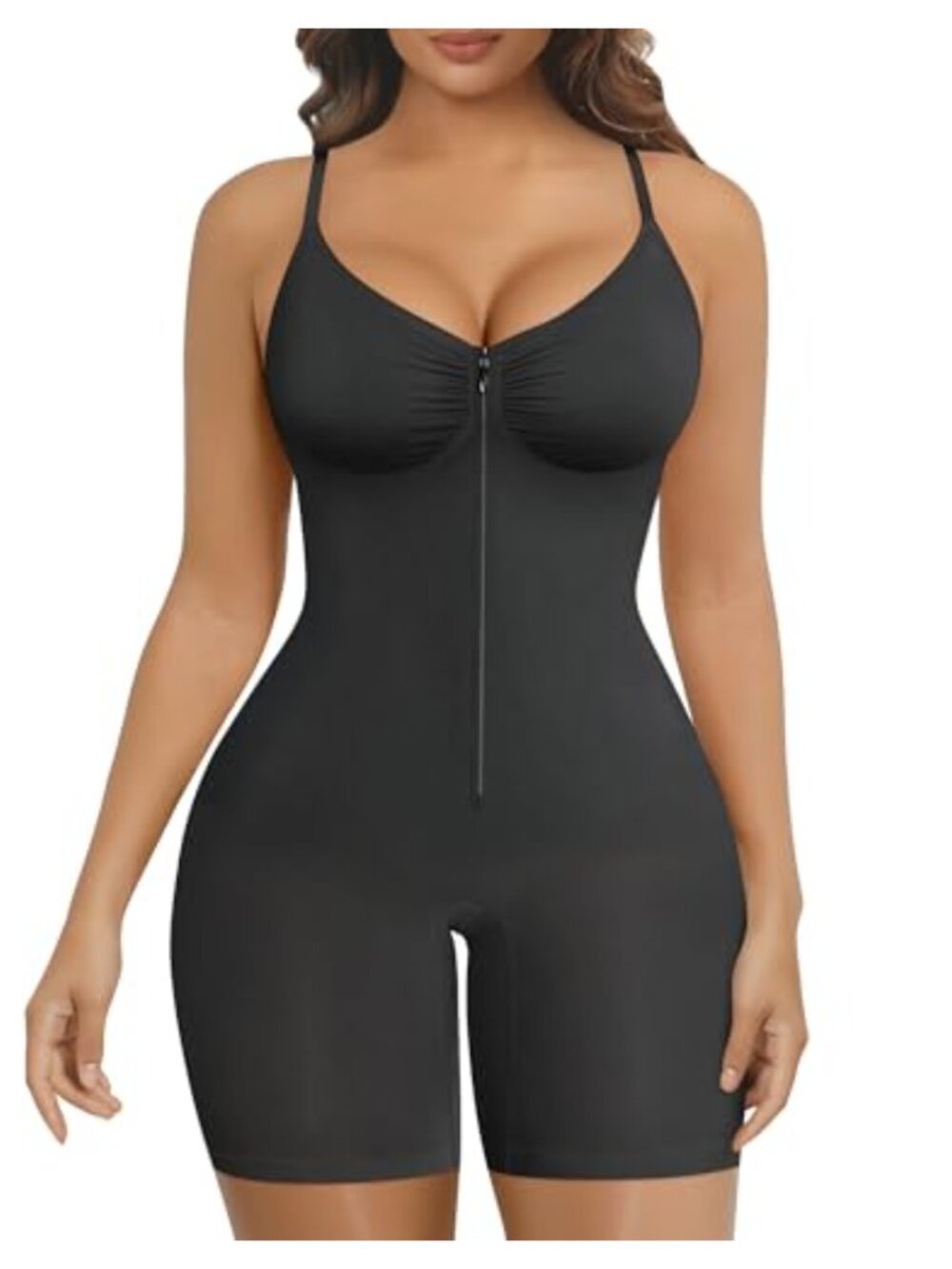 SHAPERX Seamless Shapewear Bodysuit Tummy Control Zip-Up Body Shaper